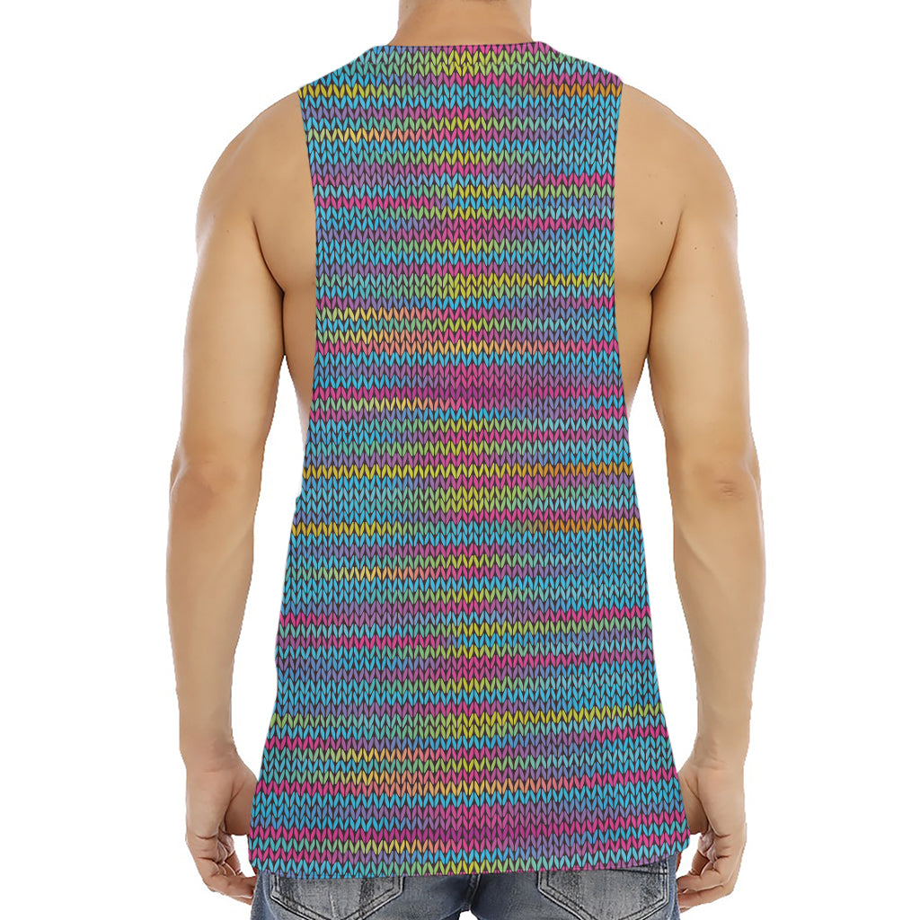 Colorful Knitted Pattern Print Men's Muscle Tank Top