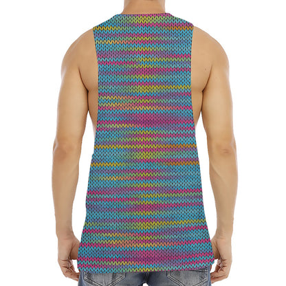 Colorful Knitted Pattern Print Men's Muscle Tank Top