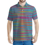 Colorful Knitted Pattern Print Men's Polo Shirt