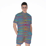 Colorful Knitted Pattern Print Men's Rompers