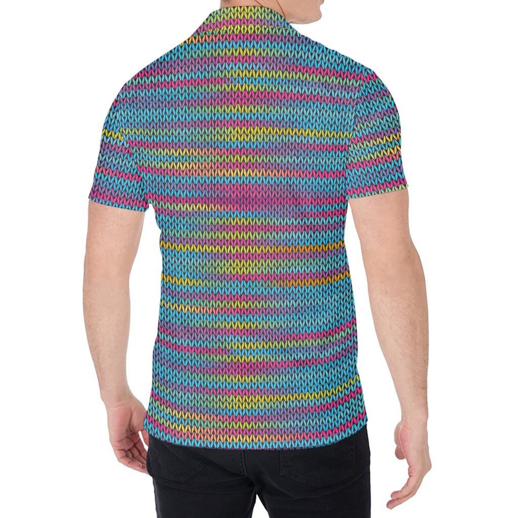 Colorful Knitted Pattern Print Men's Shirt