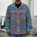 Colorful Knitted Pattern Print Men's Shirt Jacket