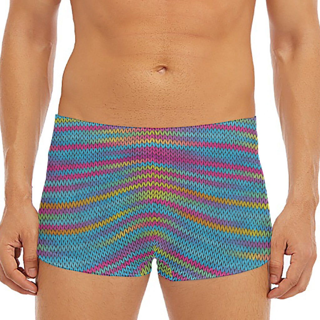 Colorful Knitted Pattern Print Men's Short Boxer Briefs