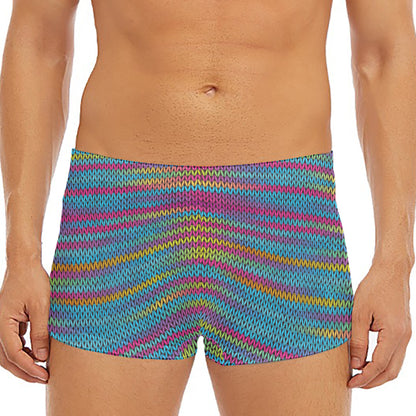 Colorful Knitted Pattern Print Men's Short Boxer Briefs