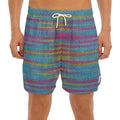 Colorful Knitted Pattern Print Men's Split Running Shorts