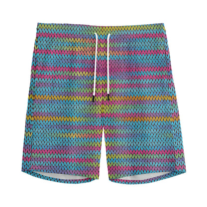 Colorful Knitted Pattern Print Men's Sports Shorts