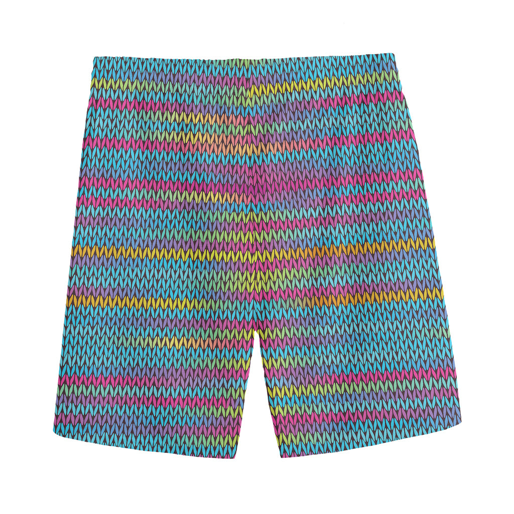 Colorful Knitted Pattern Print Men's Sports Shorts