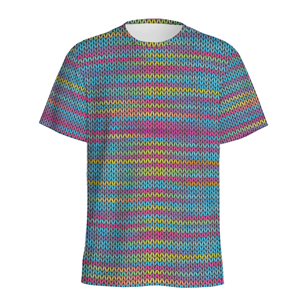 Colorful Knitted Pattern Print Men's Sports T-Shirt