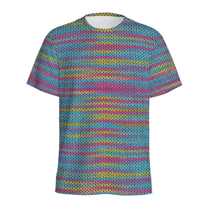 Colorful Knitted Pattern Print Men's Sports T-Shirt