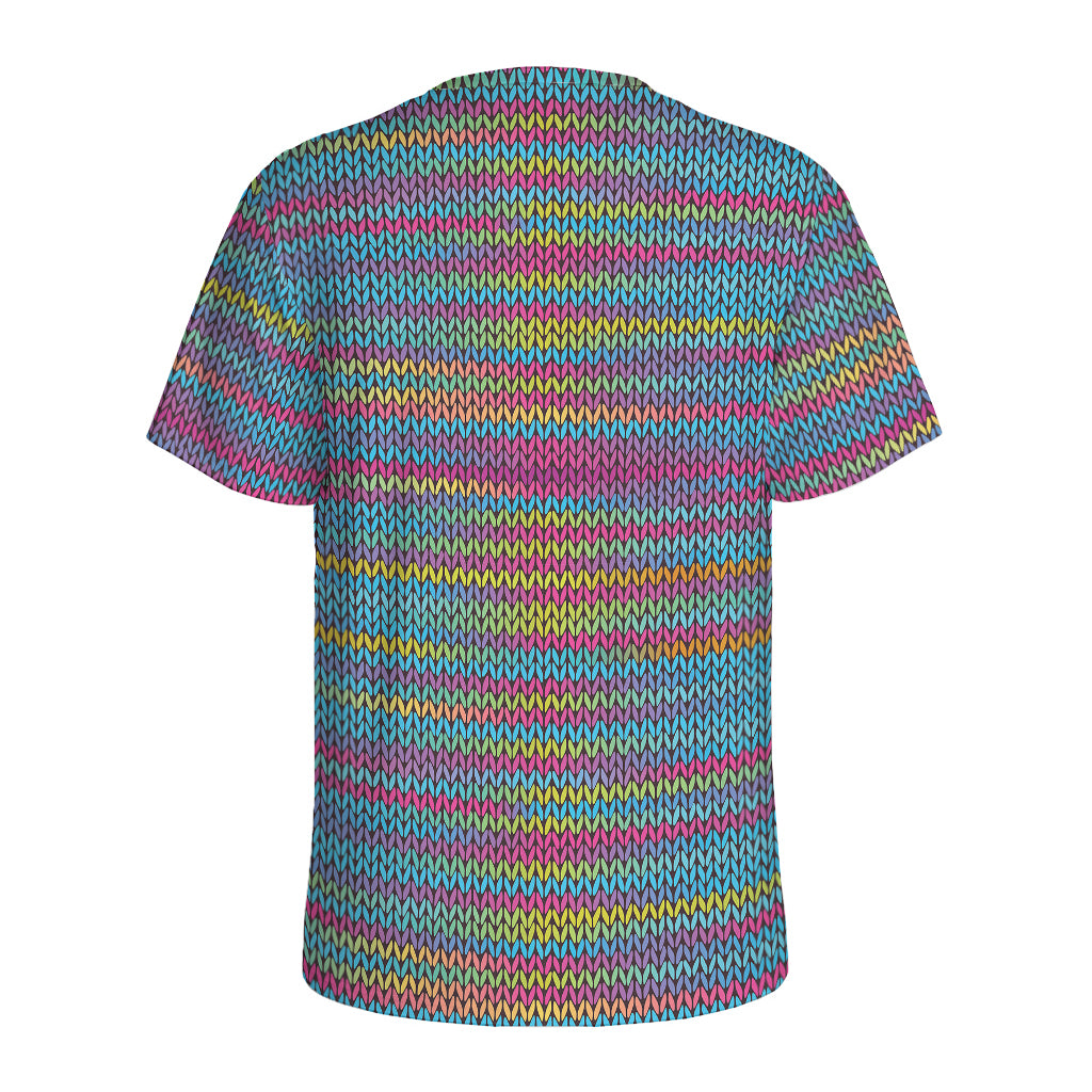 Colorful Knitted Pattern Print Men's Sports T-Shirt