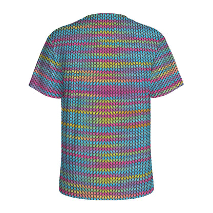 Colorful Knitted Pattern Print Men's Sports T-Shirt