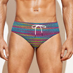 Colorful Knitted Pattern Print Men's Swim Briefs