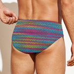 Colorful Knitted Pattern Print Men's Swim Briefs