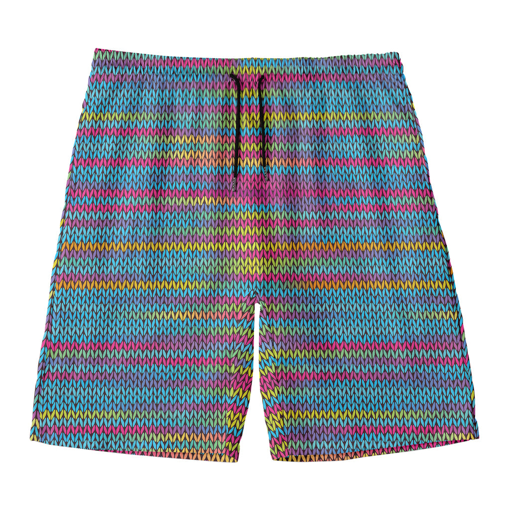 Colorful Knitted Pattern Print Men's Swim Trunks
