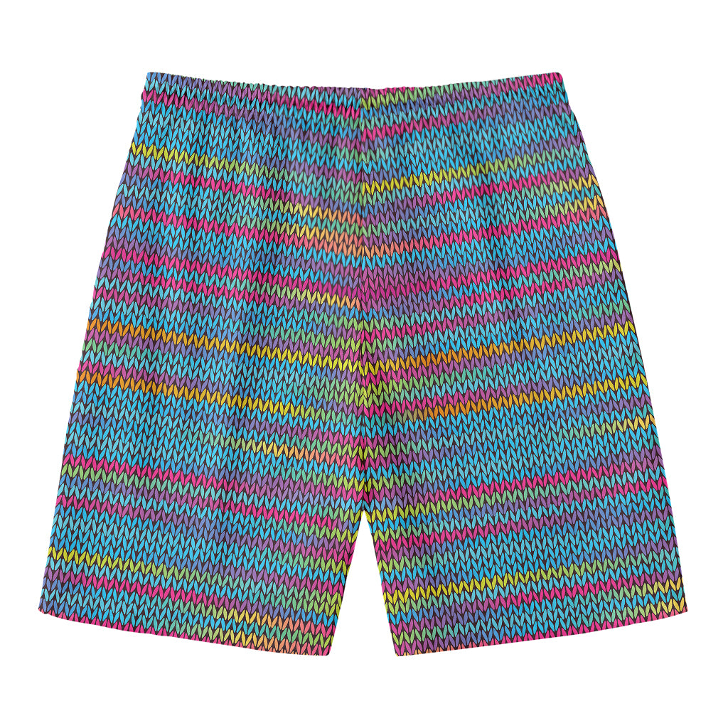 Colorful Knitted Pattern Print Men's Swim Trunks