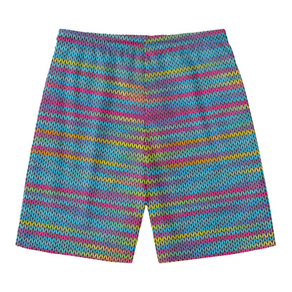 Colorful Knitted Pattern Print Men's Swim Trunks
