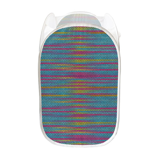 Colorful Knitted Pattern Print Mesh Laundry Hamper