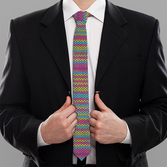 Colorful Knitted Pattern Print Necktie