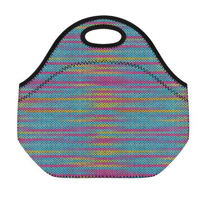Colorful Knitted Pattern Print Neoprene Lunch Bag