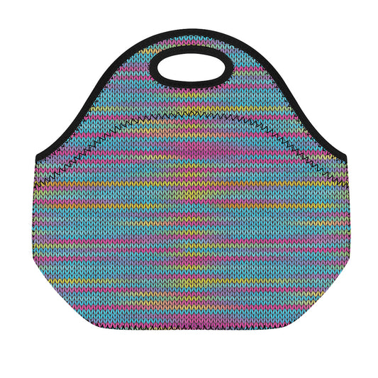 Colorful Knitted Pattern Print Neoprene Lunch Bag