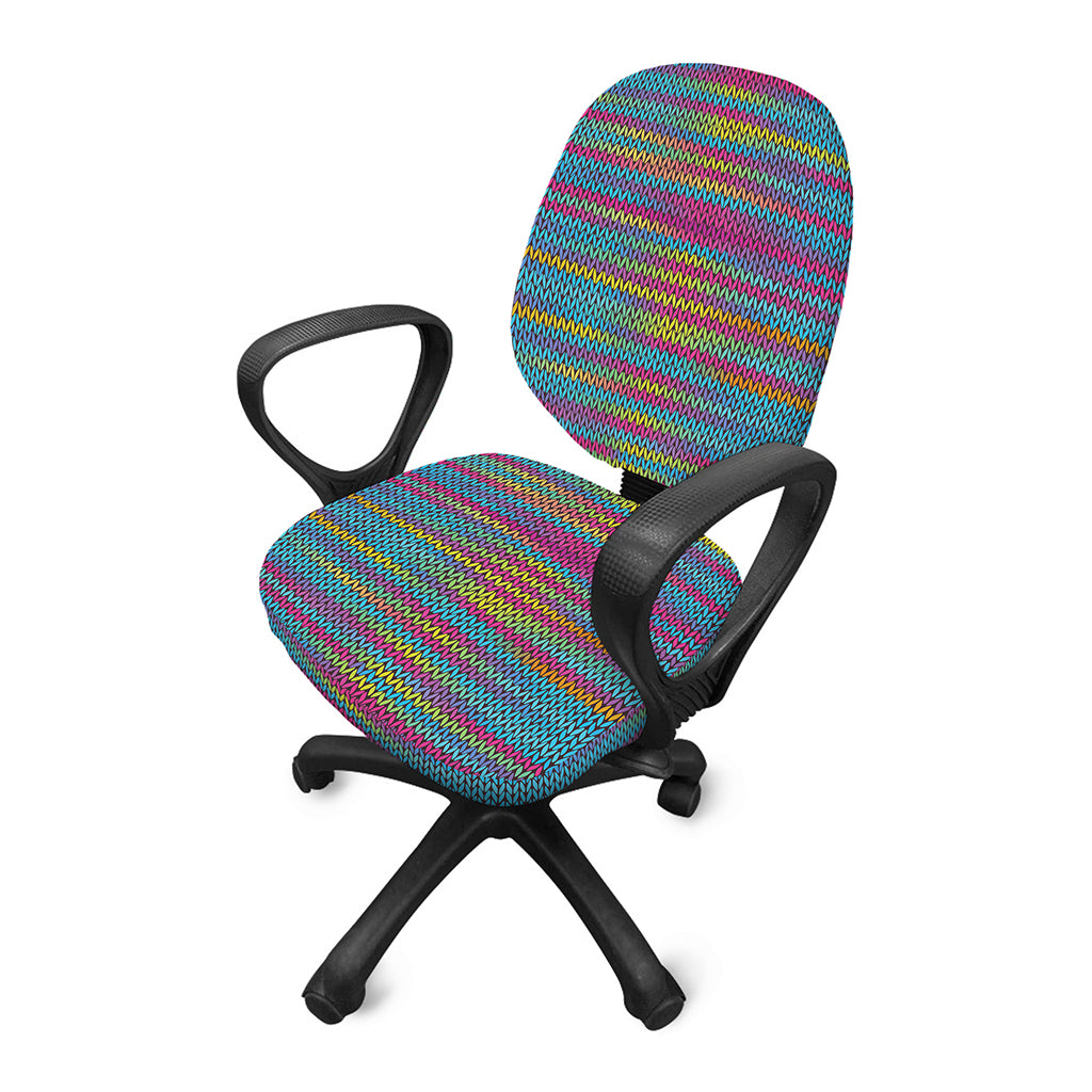 Colorful Knitted Pattern Print Office Chair Cover