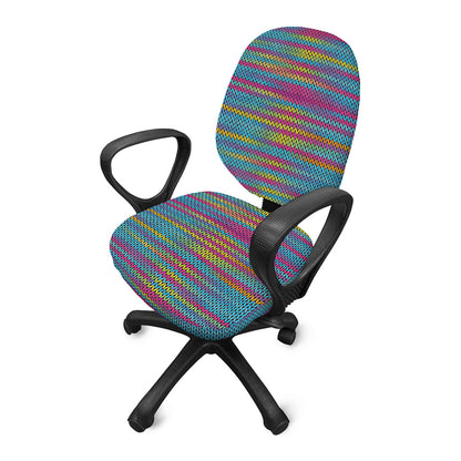 Colorful Knitted Pattern Print Office Chair Cover