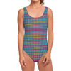 Colorful Knitted Pattern Print One Piece Swimsuit