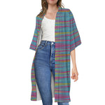 Colorful Knitted Pattern Print Open Front Beach Cover Up