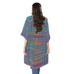 Colorful Knitted Pattern Print Open Front Beach Cover Up