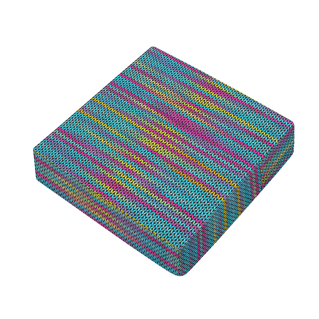 Colorful Knitted Pattern Print Outdoor Seat Cushion Cover