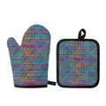 Colorful Knitted Pattern Print Oven Mitt And Pot Holder Set