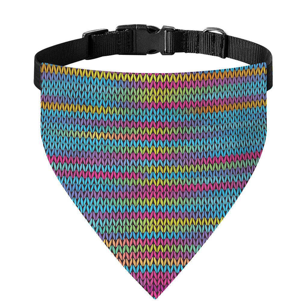 Colorful Knitted Pattern Print Over The Collar Dog Bandana