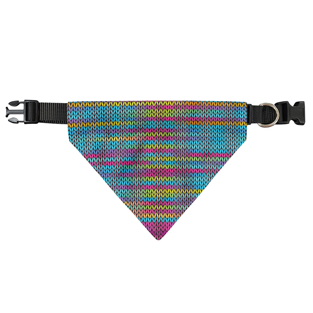 Colorful Knitted Pattern Print Over The Collar Dog Bandana