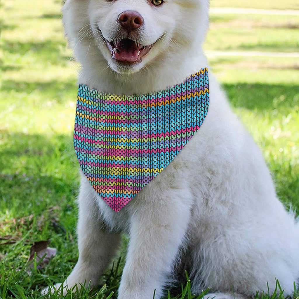 Colorful Knitted Pattern Print Over The Collar Dog Bandana