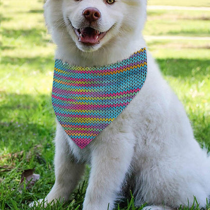 Colorful Knitted Pattern Print Over The Collar Dog Bandana