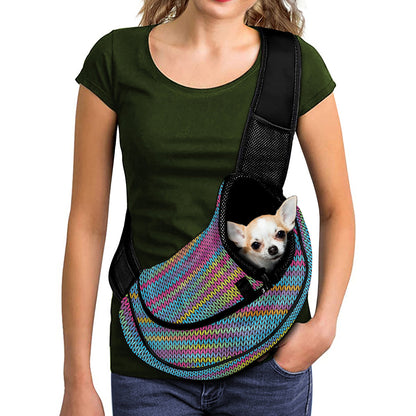 Colorful Knitted Pattern Print Pet Sling Carrier