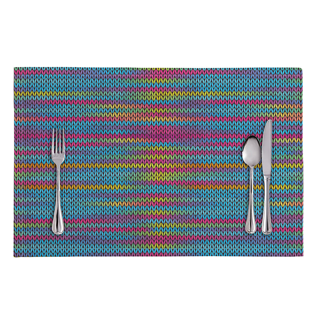 Colorful Knitted Pattern Print Placemat