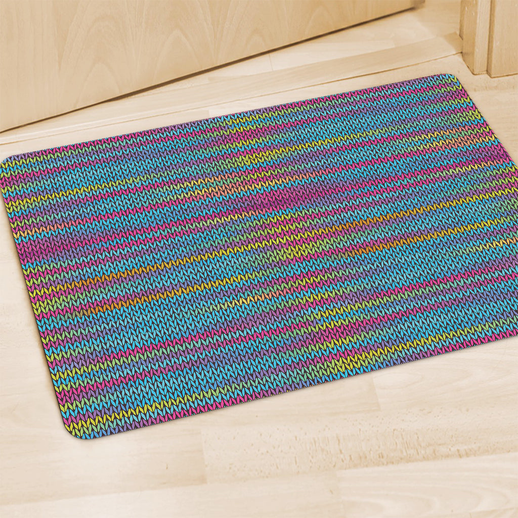 Colorful Knitted Pattern Print Polyester Doormat