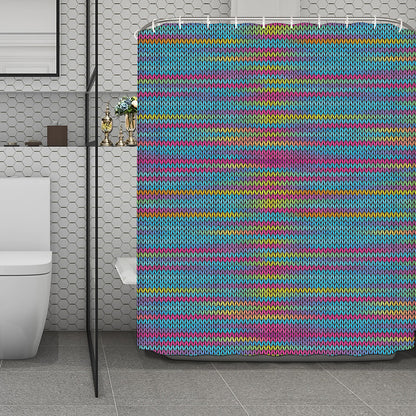 Colorful Knitted Pattern Print Polyester Shower Curtain