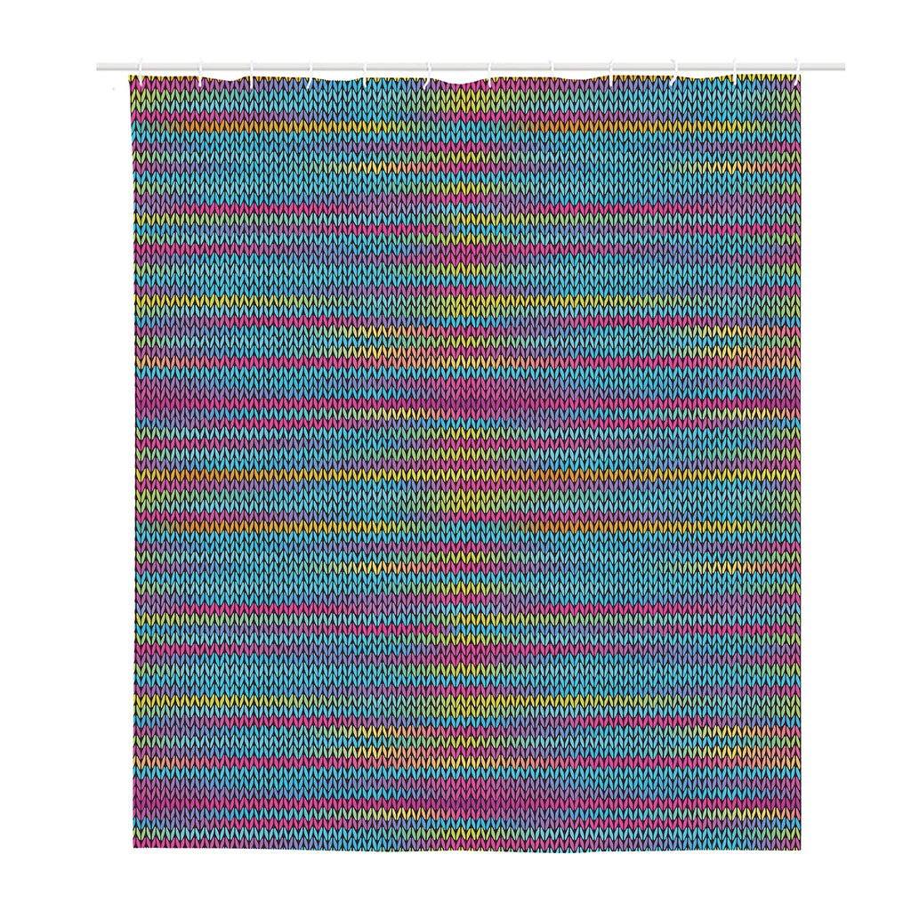 Colorful Knitted Pattern Print Polyester Shower Curtain