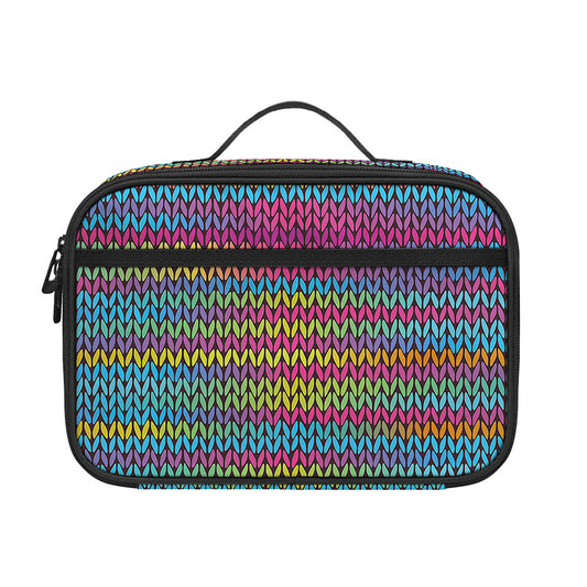 Colorful Knitted Pattern Print Portable Lunch Bag