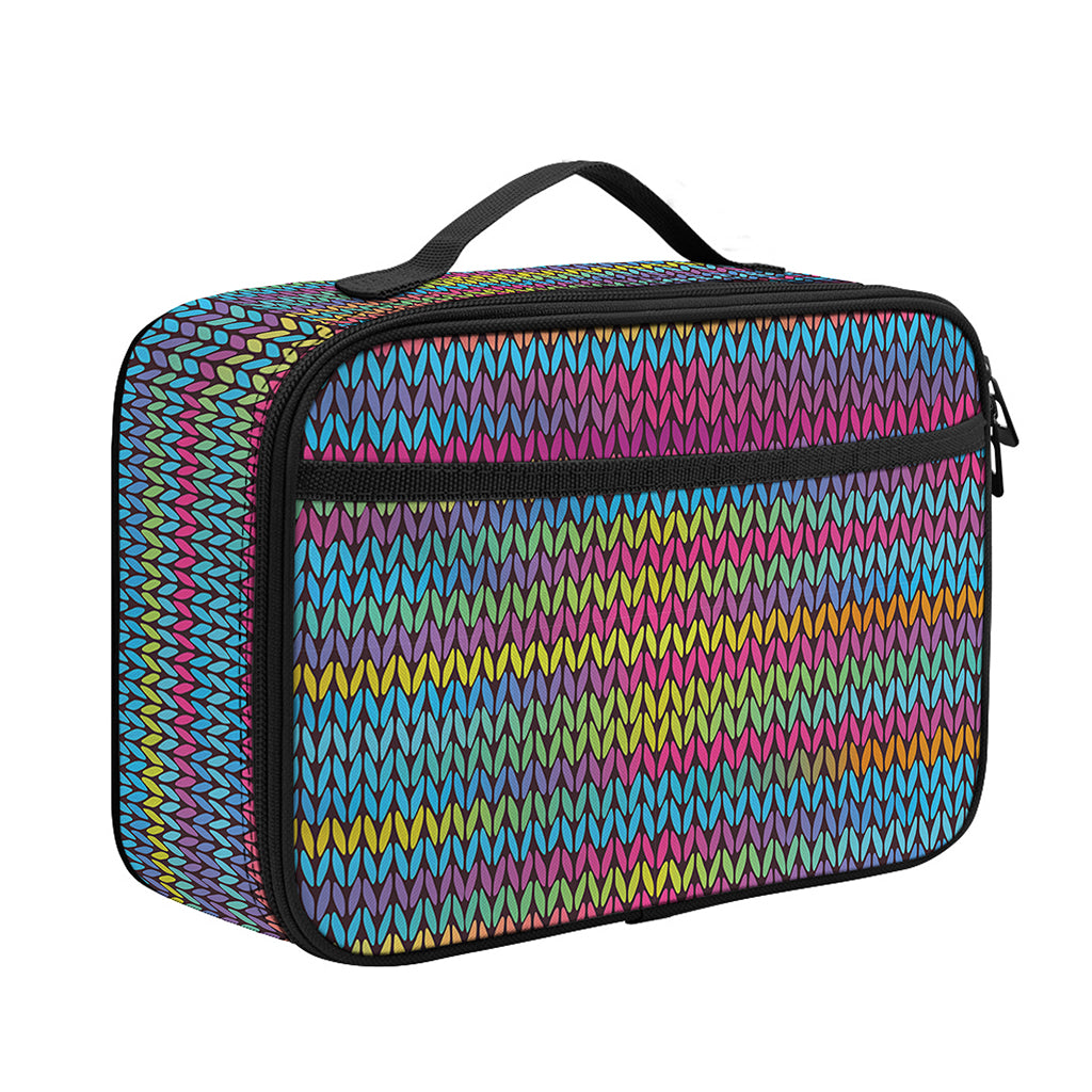 Colorful Knitted Pattern Print Portable Lunch Bag