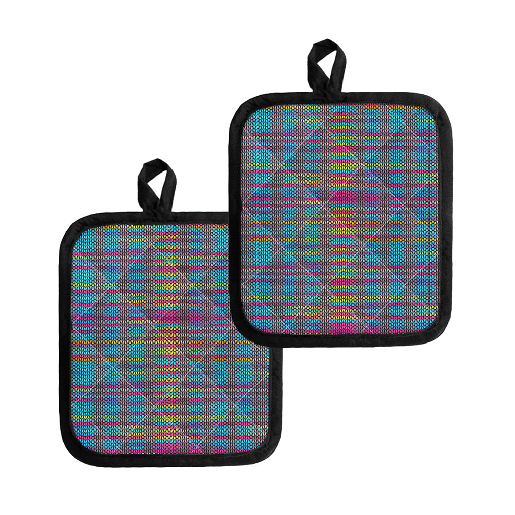 Colorful Knitted Pattern Print Pot Holders
