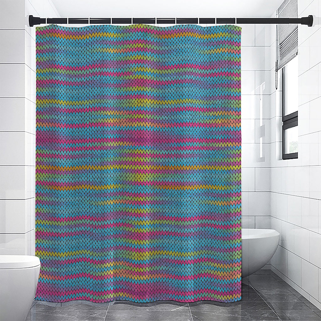 Colorful Knitted Pattern Print Premium Shower Curtain
