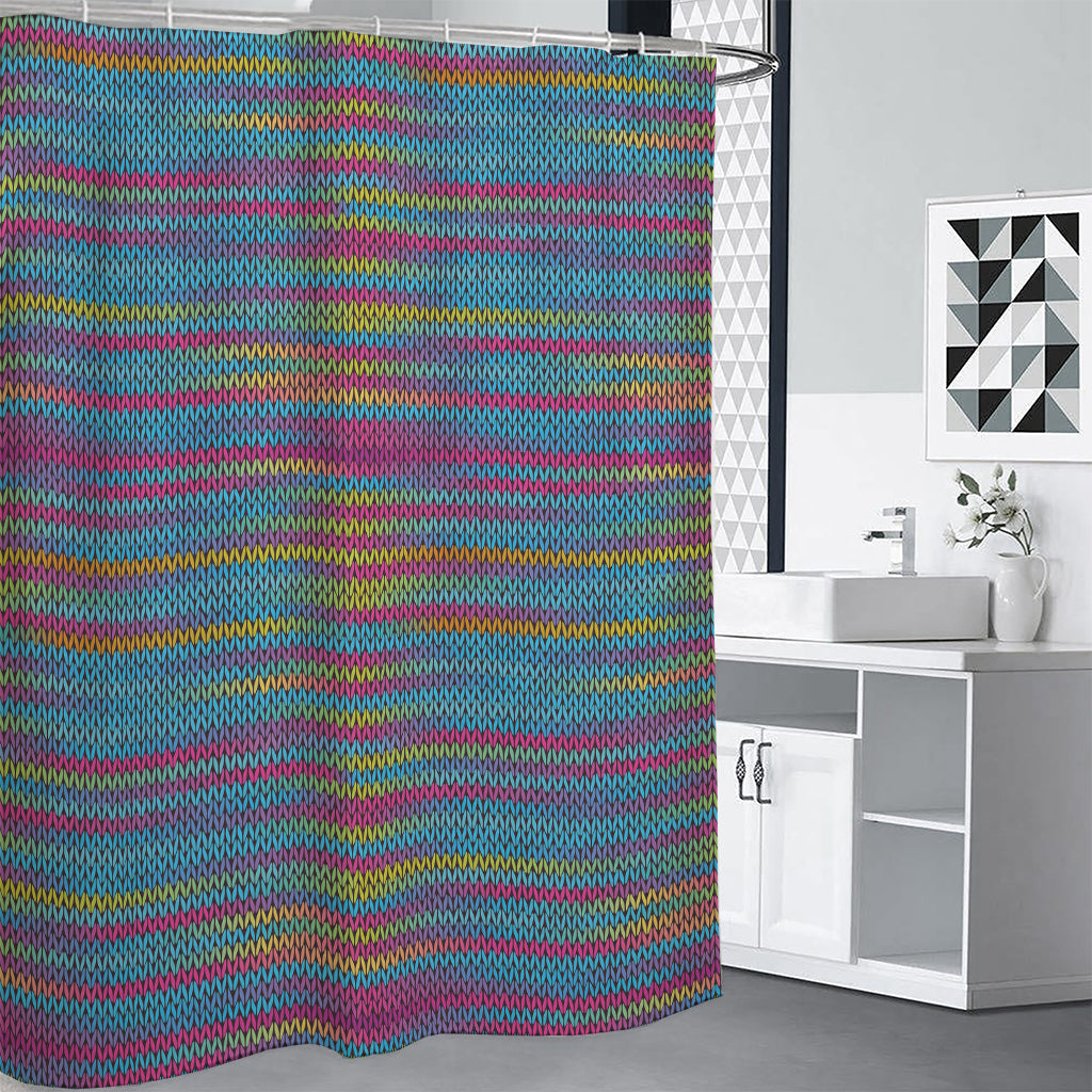 Colorful Knitted Pattern Print Premium Shower Curtain