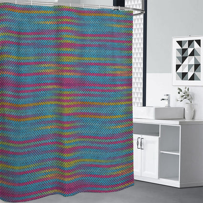 Colorful Knitted Pattern Print Premium Shower Curtain