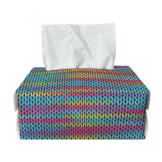 Colorful Knitted Pattern Print Rectangle Tissue Box Cover
