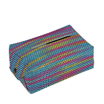 Colorful Knitted Pattern Print Rectangle Tissue Box Cover