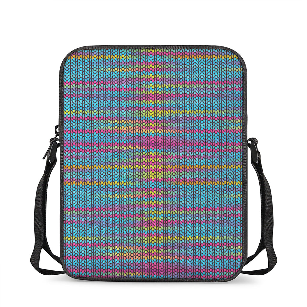 Colorful Knitted Pattern Print Rectangular Crossbody Bag