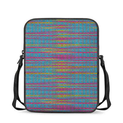 Colorful Knitted Pattern Print Rectangular Crossbody Bag
